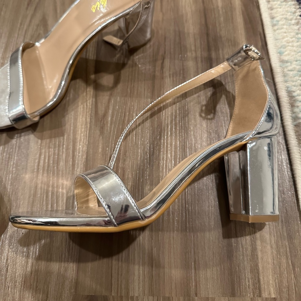 Silver block heels